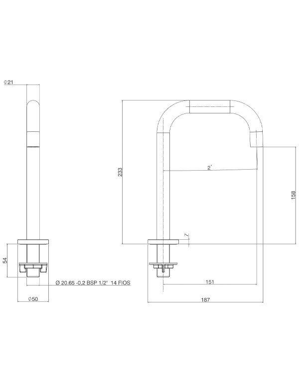 Bica Lavatorio Mesa Quadrada Baixa Deca You Dynamic White 1790.BR105.MT
