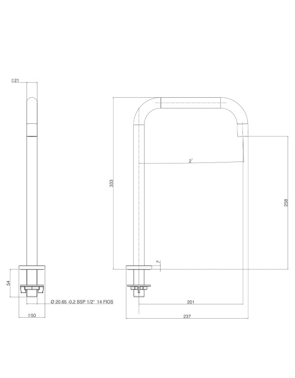 Bica Lavatorio Mesa Quadrada Alta Deca You Dynamic White 1792.BR105.MT