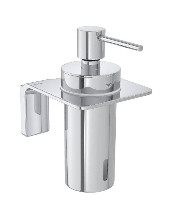 Dispenser de Sabao Liquido de Parede com Fixacao Oculta Canopla Quadrada e Bico Dosador Longo Acabamento Cromado Brilhante Linha Nomos Deca 1000.C.DISP