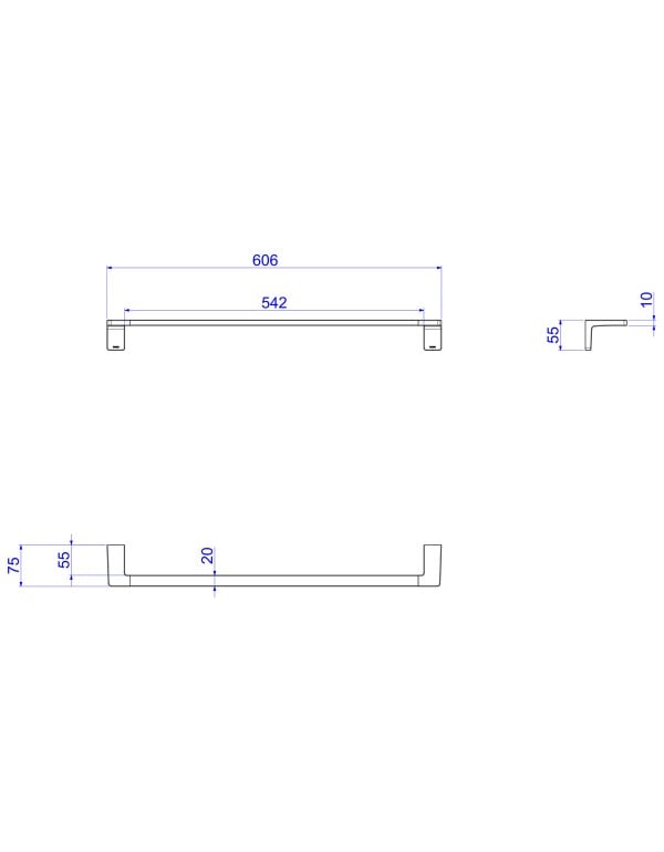 Porta Toalha de Banho Toalheiro 60cm Acessórios Modulares Linha Nomos Acabamento Cromado Prata Brilhante Deca 1000.C.PTB60
