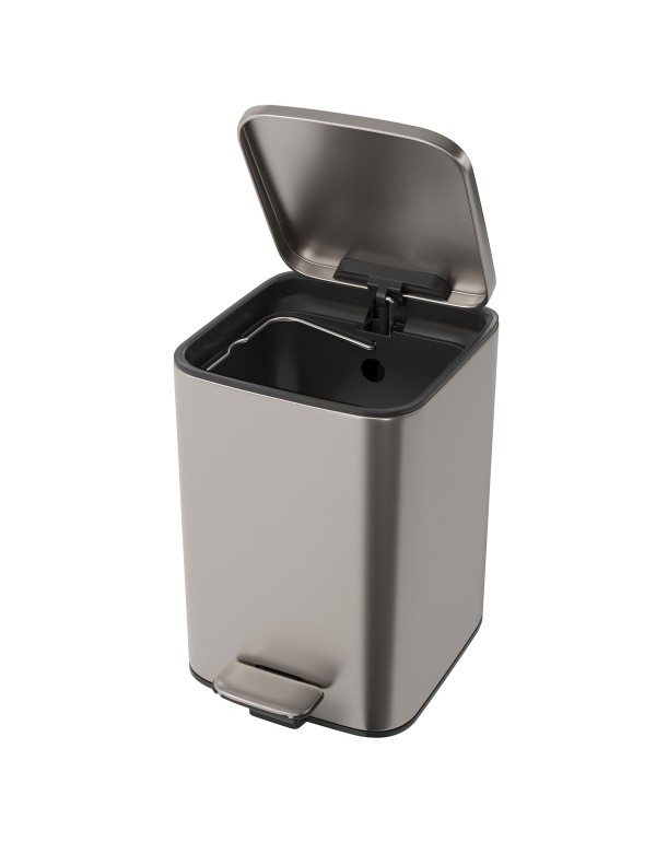 Lixeira de Banheiro Quadrada com Pedal Capacidade 5 Litros Linha Suprema Acabamento Aço Inox Deca 1005.QUA.5.INX
