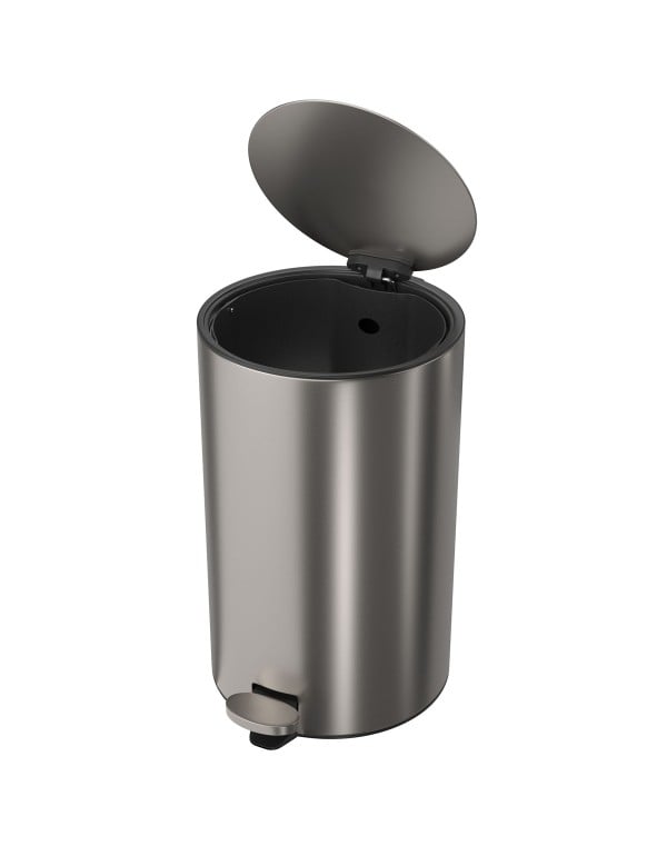 Lixeira Redonda de Piso com Pedal Metálico e Balde Interno Removível Capacidade 20 Litros Linha Suprema Acabamento Aço Inox Deca 1005.RED.20.INX