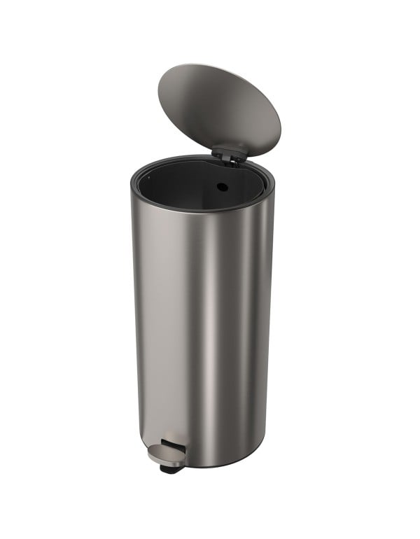 Lixeira Redonda Cilíndrica de 30 Litros em Aço Inox com Pedal de Acionamento Ergonomico Linha Suprema Deca 1005.RED.30.INX