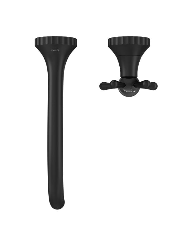 Torneira de Parede para Cuba e Lavatorio Formato Organico Inspirado em Joalheria Acabamento Black Matte Preto Fosco Linha Perola Deca 1179.BL108.MT