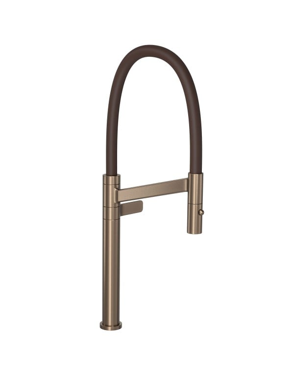 Torneira de Mesa para Cozinha Gourmet com Bica Alta Flexivel Emborrachada Marrom e Base Metalica Tom Corten Matte Linha Deca Colore 1189.CT.MT.MR