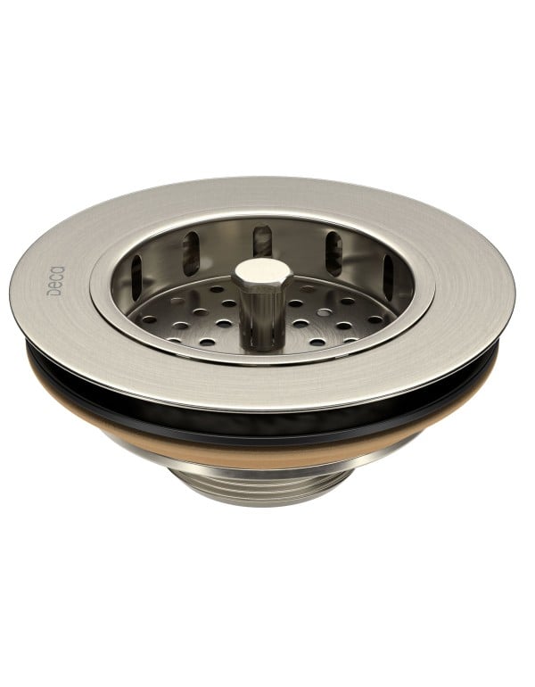 Valvula de Escoamento para Pia de Cozinha e Cuba Gourmet de Medida 4 e Meia Polegadas com Peneira Cestinha Removivel Acabamento Aco Inox Escovado Deca 1622.INX