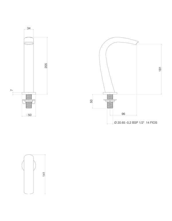 Bica de Mesa Tamanho P para Cuba e Lavatório de Banheiro Deca Linha You Design Wave Acabamento Corten Fosco 1790.CT106.MT