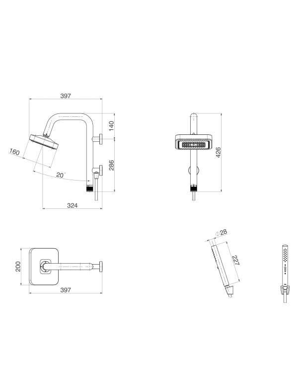 Chuveiro Deca Select Eco 20x16cm Retangular Parede com Desviador Cromado 1933.C.DES