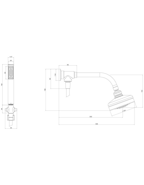 Kit Chuveiro de Parede Deca Acqua Plus com Desviador e Ducha Manual Acabamento Black Noir Preto Brilhante 1990.BLNO.STDKIT.N