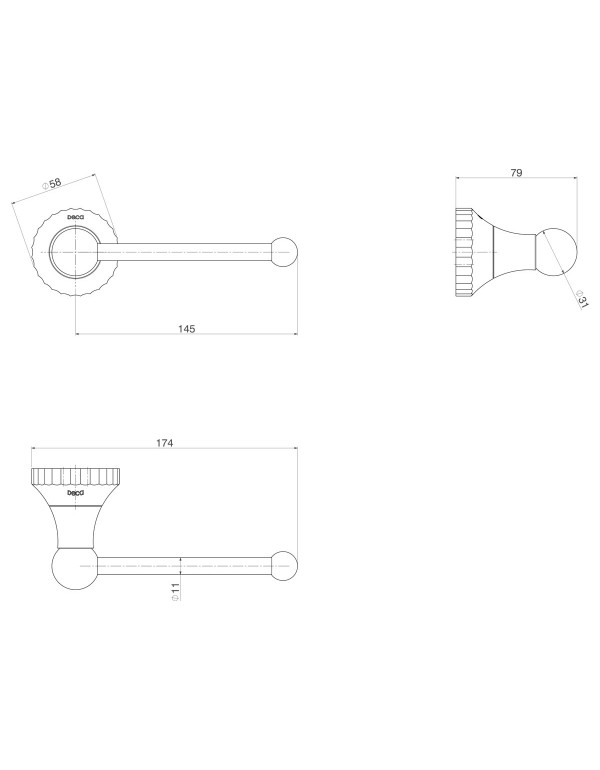 Papeleira Suporte Porta Papel Higiênico de Parede Deca Linha Pérola Acabamento Black Matte Preto Fosco 2020.BL108.MT