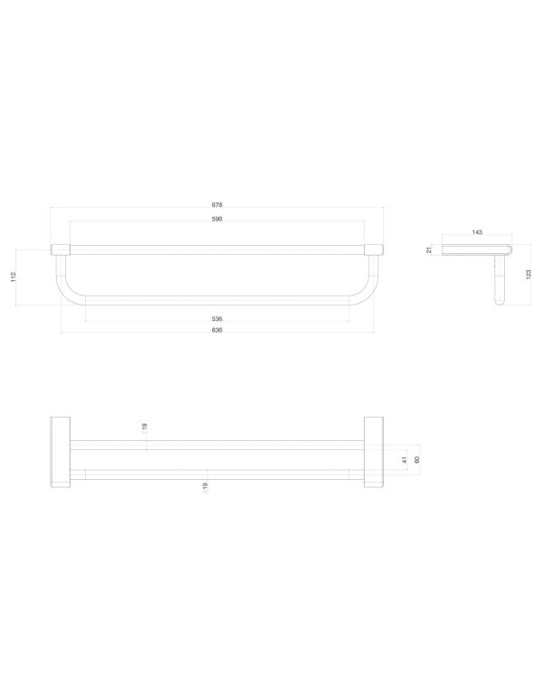 Porta Toalhas Duplo Toalheiro de Banho 60cm 600mm Linha Deca You Acabamento Cromado Prata Brilhante 2042.C104.060