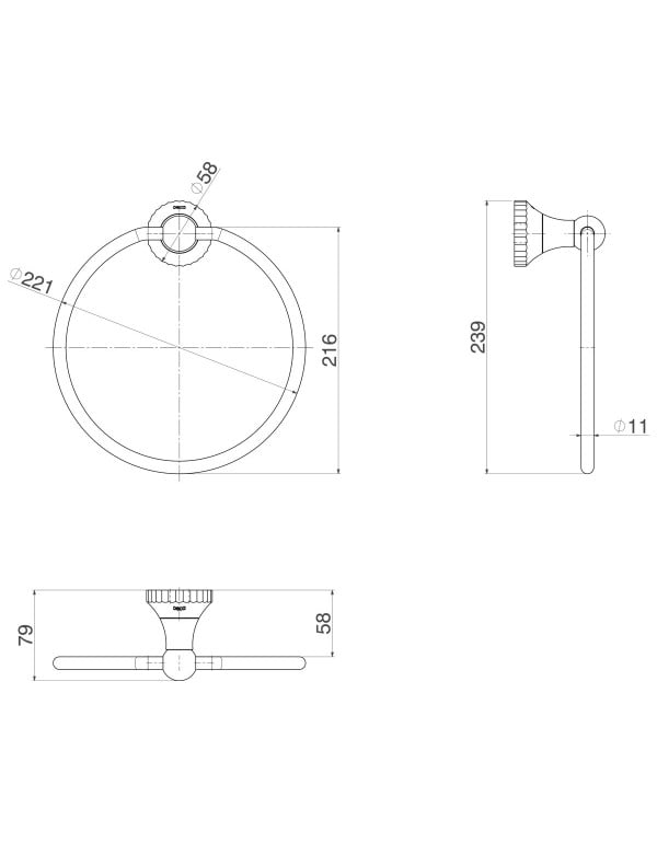 Porta Toalha de Rosto Argola Argolado para Lavabo Deca Linha Pérola Acabamento Cromado Clássico Brilhante 2050.C108.MT