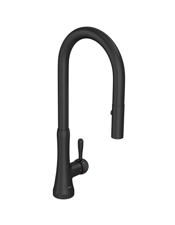 Misturador Monocomando de Mesa para Cozinha Gourmet Bica Alta Movel Formato Organico Inspirado em Joalheria Acabamento Black Matte Preto Fosco Linha Perola Deca 2089.BL.MT