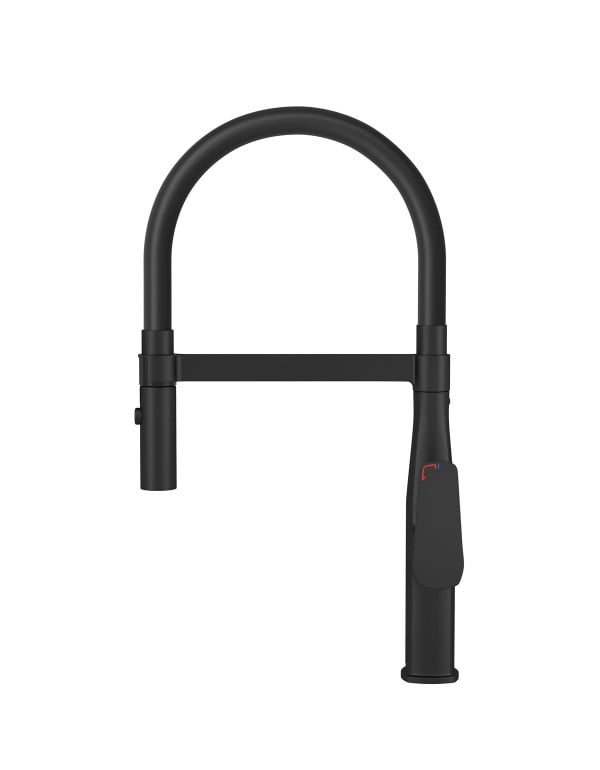 Misturador Monocomando de Cozinha de Mesa com Bica Extensível Linha Level Motion Acabamento Preto Fosco Black Matte e Preto Deca 2274.BLMT.PT