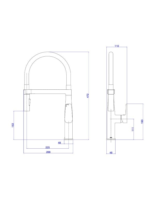 Misturador Monocomando de Cozinha de Mesa com Bica Extensível Linha Level Motion Acabamento Preto Fosco Black Matte e Preto Deca 2274.BLMT.PT