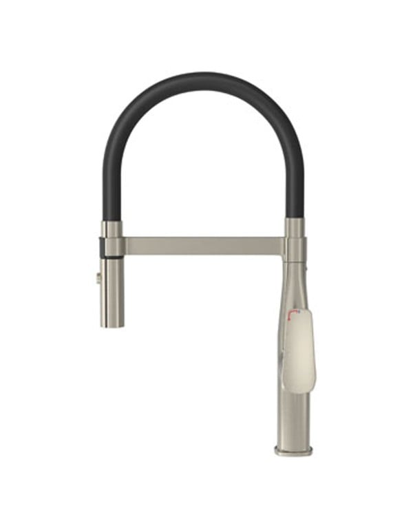 Misturador Monocomando de Cozinha com Bica Móvel Flexível Preta e Acabamento em Aço Inox Linha Level Motion Deca 2274.INX.PT