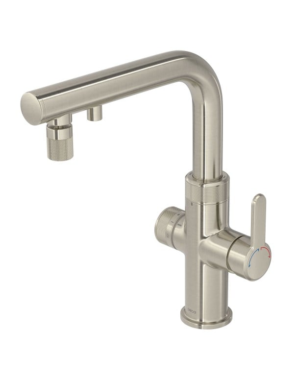 Misturador Monocomando de Mesa para Cozinha Gourmet Bica Alta com Filtro de Agua Integrado e Sistema de Agua Fervente Instantanea Voltagem 220 Volts Acabamento Inox Escovado Linha Enjoy Express Deca 2280.INX.HT.220