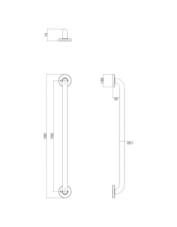 Barra de Apoio e Segurança para Box de Banheiro Acessibilidade Deca Linha Conforto 70cm Acabamento Black Matte Preto Fosco 2310.BL.070.MT