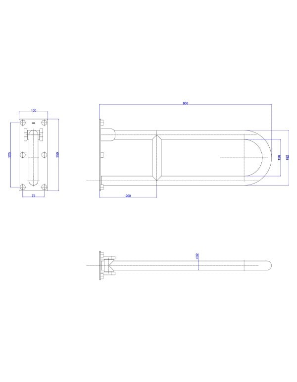 Barra de Apoio de Parede Lateral e Articulada de Sessenta Centimetros para Acessibilidade Idoso e PCD Acabamento Black Matte Preto Fosco Linha Conforto Deca 2315.BL.060.MT