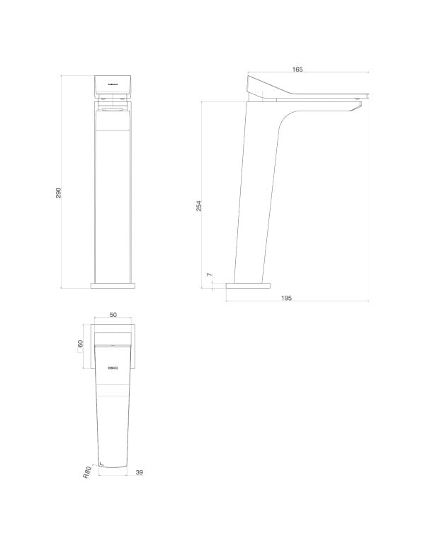 Misturador Monocomando de Mesa Água Quente e Fria com Bica Alta para Cuba de Apoio Linha Deca Nex Float Acabamento Corten Matte 2885.CT116.MT