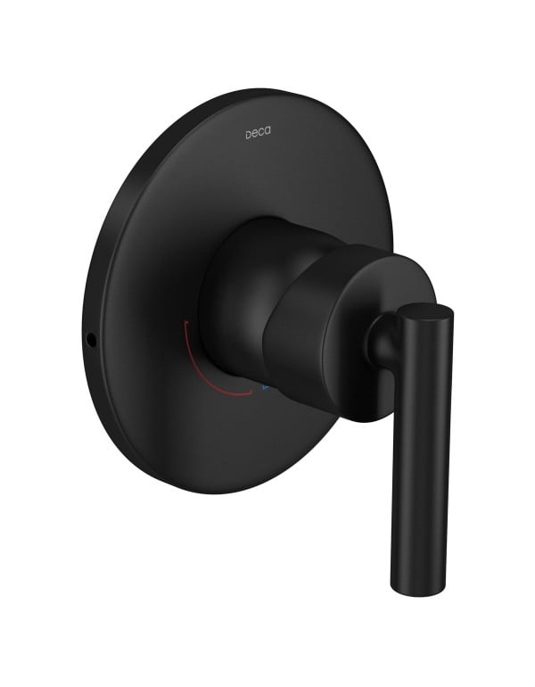 Acabamento para Base de Registro Monocomando de Chuveiro Canopla Quadrada de Linhas Limpas e Alavanca de Acionamento Suave Acabamento Black Matte Preto Fosco Linha Beta Deca 4993.BL109.CHU.MT