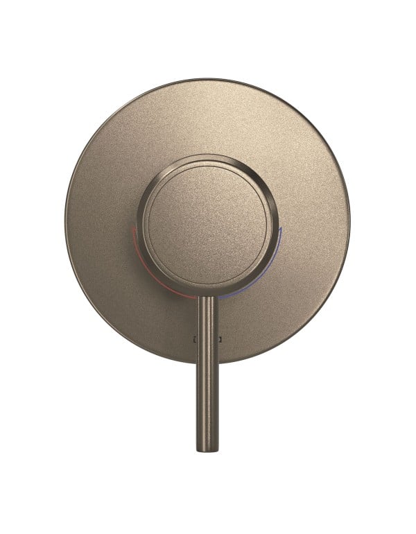 Acabamento para Base de Registro Monocomando de Chuveiro Canopla Redonda Cilindrica de Linhas Limpas e Alavanca de Acionamento Suave Acabamento Corten Matte Terroso Fosco Linha Deca You 4993.CT104.CHU.MT