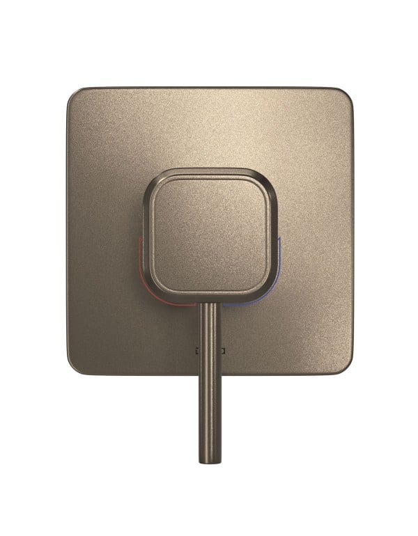 Acabamento para Base de Registro Monocomando de Chuveiro Formato Quadrado Geométrico com Alavanca Monocomando Acabamento Corten Matte Fosco Linha Deca You 4993.CT105.CHU.MT