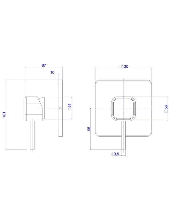 Acabamento para Base de Registro Monocomando de Chuveiro Formato Quadrado Geométrico com Alavanca Monocomando Acabamento Corten Matte Fosco Linha Deca You 4993.CT105.CHU.MT
