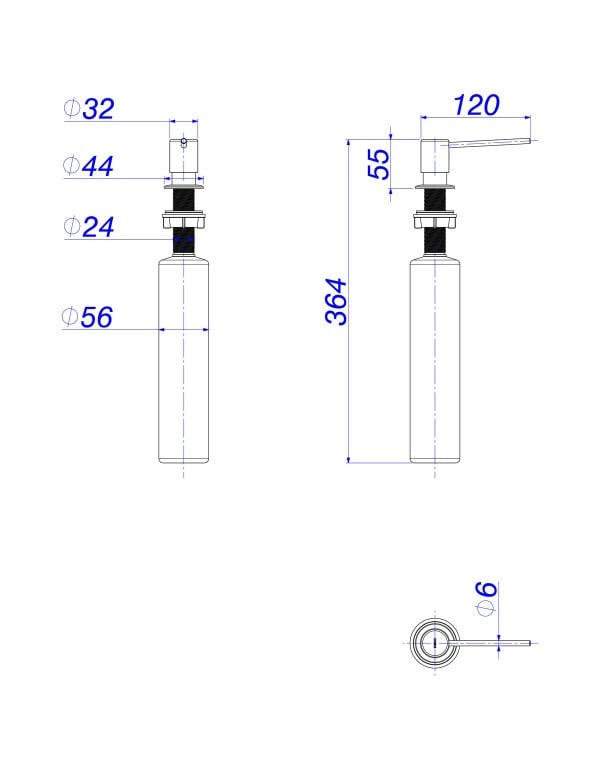 Dispenser Porta Sabonete Líquido de Embutir na Bancada Capacidade 500ml Linha Decamatic Acabamento em Aço Inox Deca AC.500.DISP.INX
