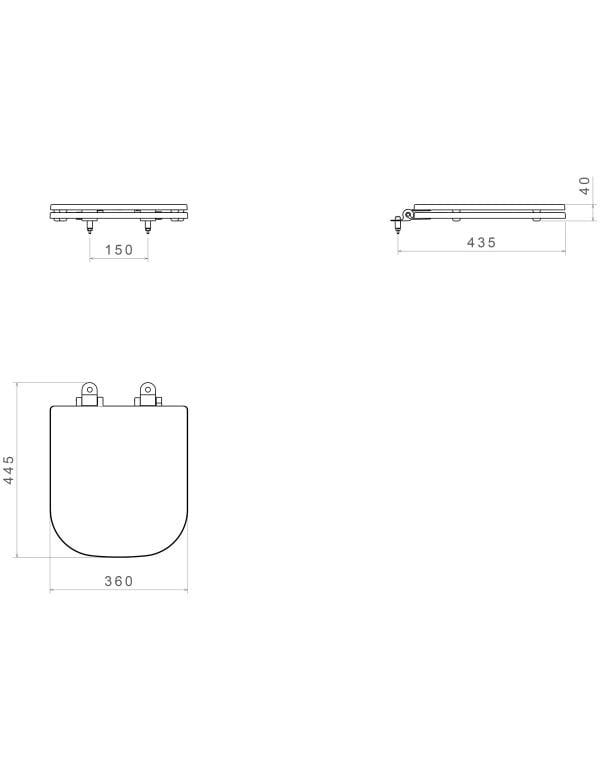 Assento Poliéster Monocromático Deca Axis/Quadra Branco com Slow Close AP.217.BR.17