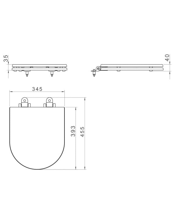 Assento Sanitário de Poliéster com Queda Amortecida Slow Close para Bacia Deca Linhas Carrara e Link Acabamento Ébano Fosco e Fixação Corten Matte AP.237.CT.MT.94