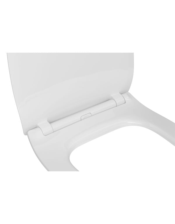 Assento Sanitario com Tampa Formato Anatomico Modelo Deca Flex em Resina Termofixa com Fechamento Amortecido Slow Close e Botao Easy Clean Cor Branco AP.3862.17