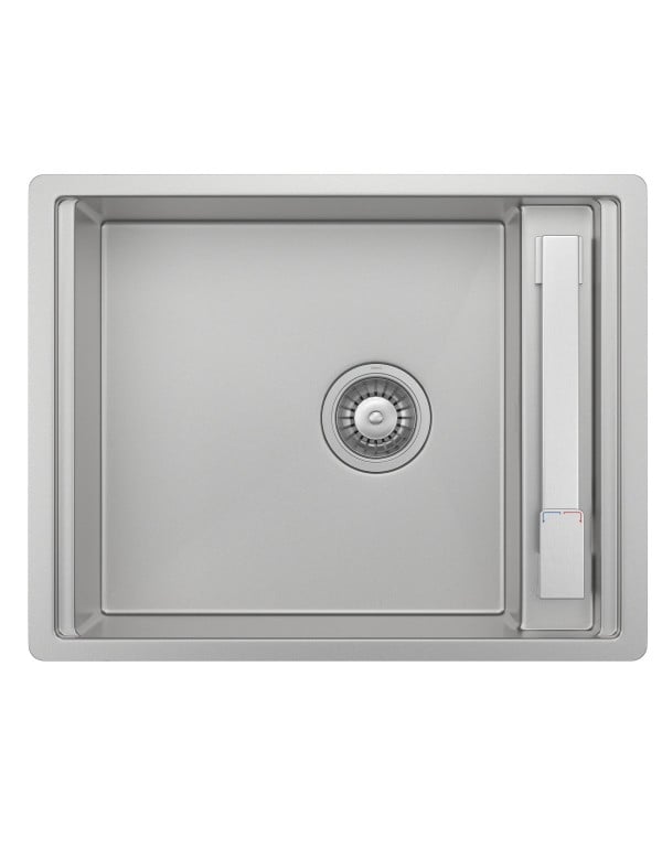 Cuba de Cozinha Retangular Gourmet com Sistema de Ocultacao de Torneira Acabamento Aco Inox Escovado Linha Supra Hide Deca Cinquenta por Quarenta Centimetros CC.670.40.SUP.INX