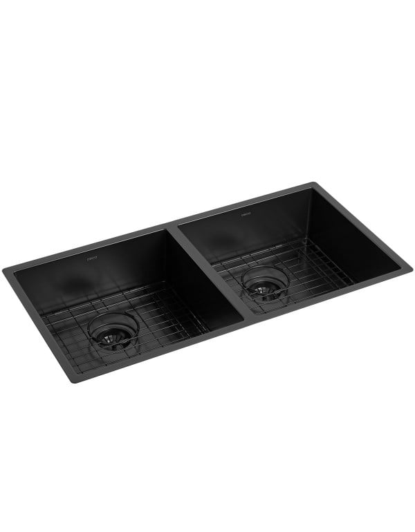 Cuba Dupla de Cozinha Grande 80x40cm Divisão 40/40 Linha Suprema Acabamento Black Matte Preto Fosco Deca CC.670.80.DUO.BLMT
