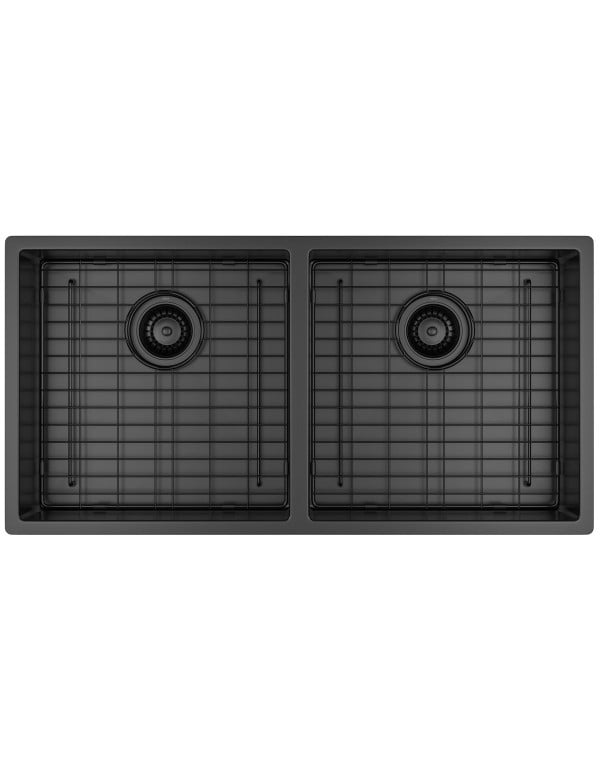 Cuba Dupla de Cozinha Grande 80x40cm Divisão 40/40 Linha Suprema Acabamento Black Matte Preto Fosco Deca CC.670.80.DUO.BLMT