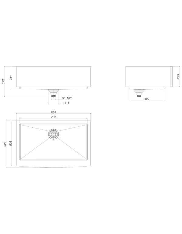 Cuba de Cozinha Gourmet Retangular Grande Estilo Farmsink com Avental Frontal Aparente 75x40cm Acabamento Aço Inox Deca CC.690.75.FAR.INX
