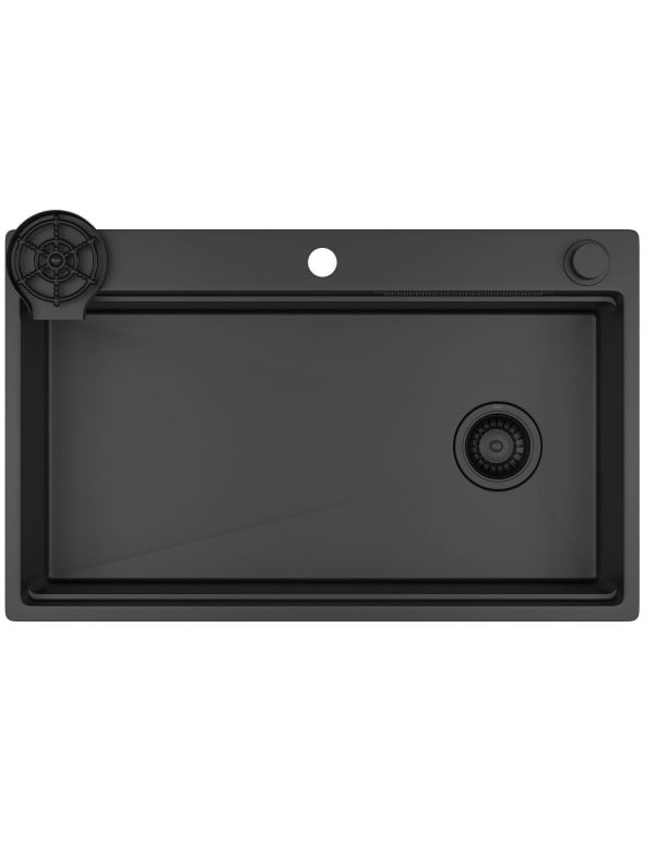 Cuba de Cozinha Gourmet Retangular Grande 75x40cm Linha Workstation Acabamento Black Matte Preto Fosco Deca CC.700.75.WOR.BLMT