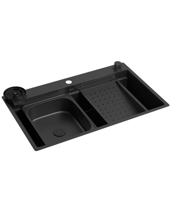 Cuba de Cozinha Gourmet Retangular Grande 75x40cm Linha Workstation Acabamento Black Matte Preto Fosco Deca CC.700.75.WOR.BLMT