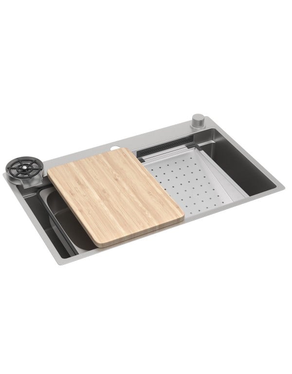 Cuba de Cozinha Gourmet Retangular Grande 75x40cm Linha Workstation Acabamento Aço Inox Deca CC.700.75.WOR.INX