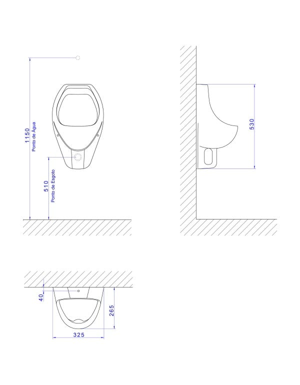 Kit Completo de Mictório de Parede com Válvula de Descarga Sifão e Fixação Cor Branco Deca KM.715.17