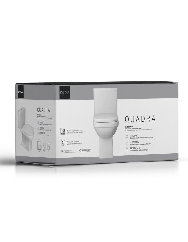 Kit Completo Bacia Quadra Com Caixa Acoplada Deca Branco KP.211.17