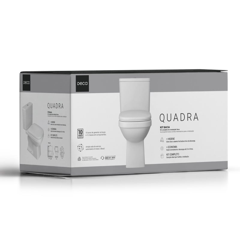 Kit Completo Bacia Quadra Com Caixa Acoplada Deca Branco