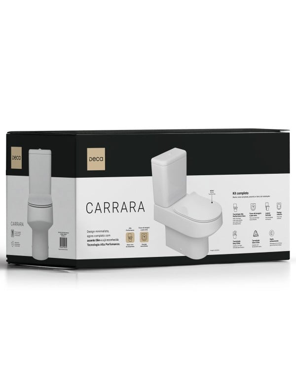 Kit Completo de Bacia Sanitaria com Caixa Acoplada Dual Flux 3 e 6 Litros e Assento Termofixo Slow Close Linha Deca Carrara Branco KP.606.SL.17