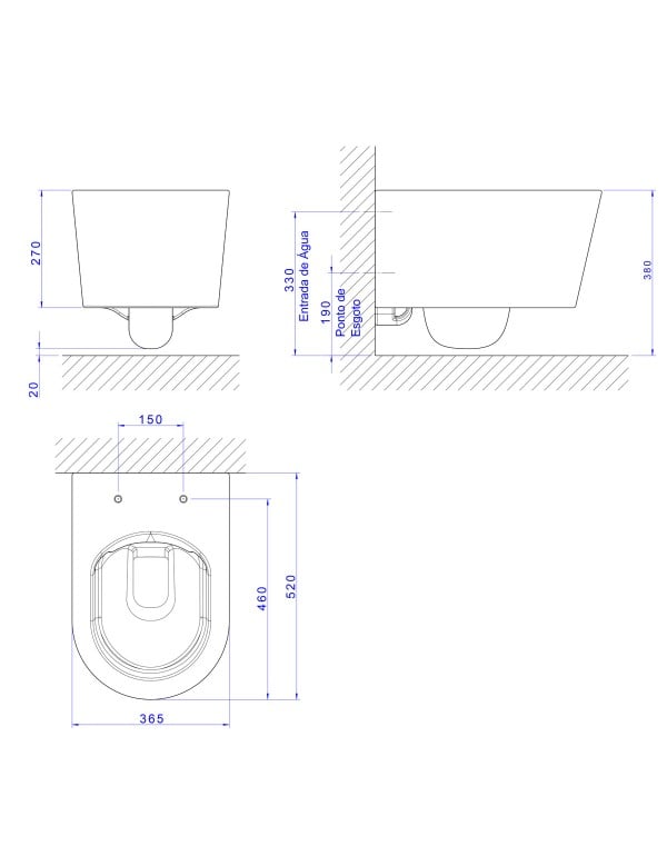 Kit Completo com Bacia Sanitaria Suspensa Quadrada Design LK e Tecnologia Total Clean Assento Soft Close Caixa de Embutir e Placa de Acionamento Cor Branca Deca KP.8830.17