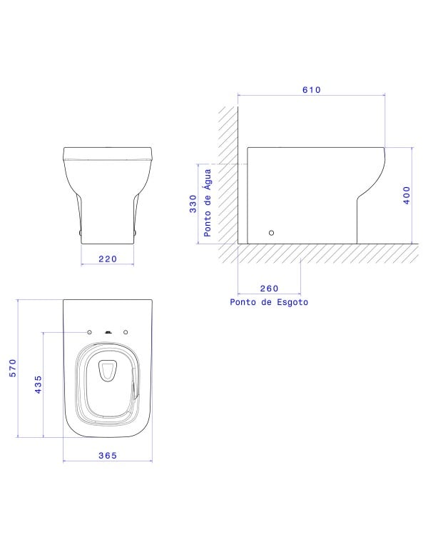 Kit Completo com Bacia Convencional Assento Sanitário e Itens de Instalação Linha Linea Tecnologia Total Clean Cor Branco Deca KP.8910.17