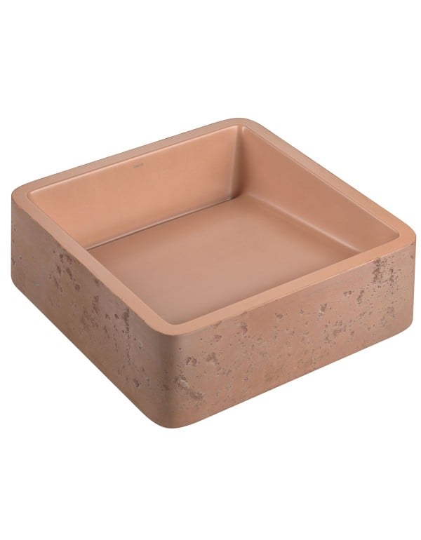 Cuba de Apoio para Banheiro e Lavabo Quadrada 40cm Linha Etrusco Material Concreto Arquitetônico Acabamento Terracota Deca L.11040.ETR.66