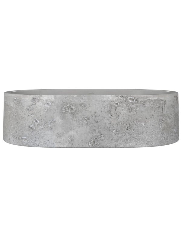 Cuba de Apoio para Banheiro Oblonga Oval 50cm Linha Etrusco Material Cimentício Concreto Acabamento Chumbo Escuro Deca L.14050.ETR.63