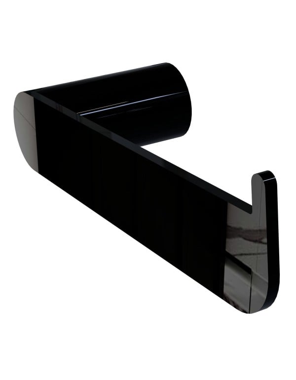 Papeleira de Parede para Papel Higienico Linha Vetra Metalworks By Crismoe Acabamento Preto Brilhante Espelhado 01.VT01.PB