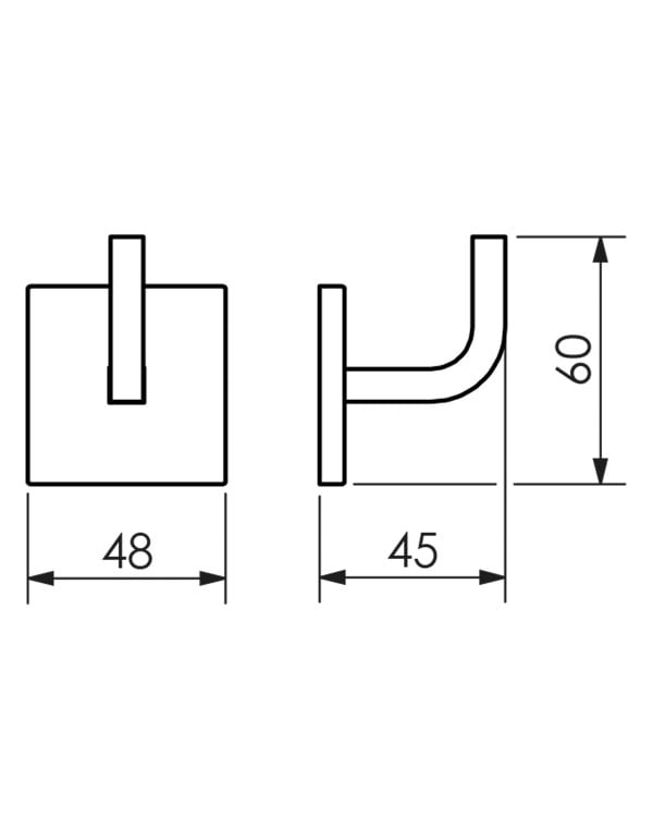 Cabide Reto Gancho Porta Roupão de Parede Quadrado Linha Quada Acabamento Corten Fosco Metalworks By Crismoe 05.QD03.CT