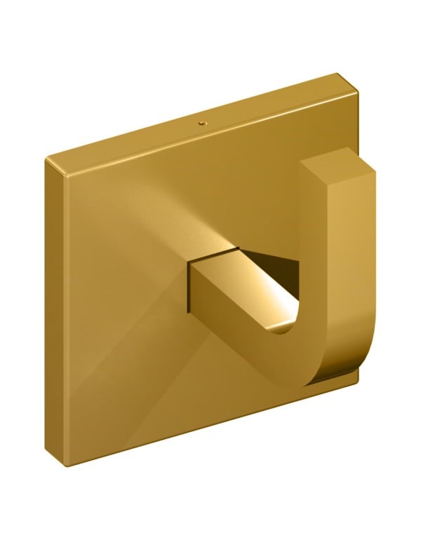 Cabide Reto para Banheiro em Metal Ouro Polido Linha Quada Metalworks By Crismoe com Fixacao Oculta 05.QD03.OP